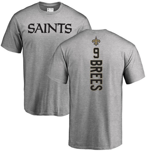 Men New Orleans Saints Ash Drew Brees Backer NFL Football #9 T Shirt->youth nfl jersey->Youth Jersey